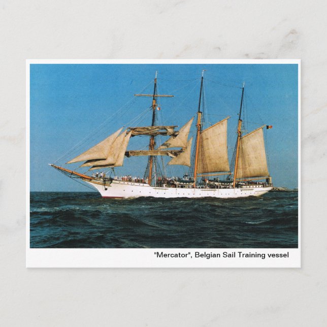 Vintage historic ships,  "Mercator", Belgiium Postcard (Front)