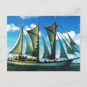 Vintage historic ships, Poland, "Zarwia Czarrny" Postcard