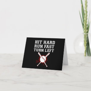 Vintage Hit Hard Run Fast Turn Left Baseball Funny Card
