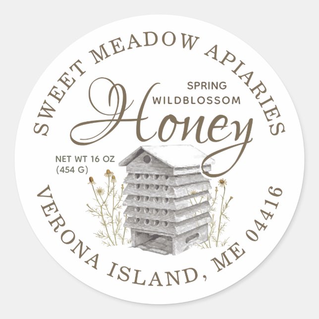 Vintage Hive Spring Honey  Classic Round Sticker (Front)