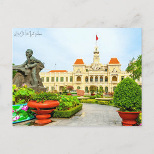 Vintage ho chi minh Vietnam Travel watercolor Postcard