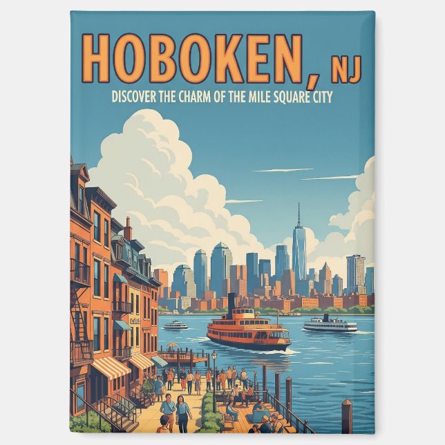 Vintage Hoboken New Jersey Travel Magnet (Front)