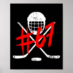 Vintage Hockey 67 Jersey Number Poster