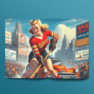 Vintage Hockey Girl Tissue Paper