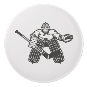 Vintage Hockey Goalie Ceramic Knob