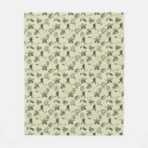 Vintage Hockey Pattern Fleece Blanket