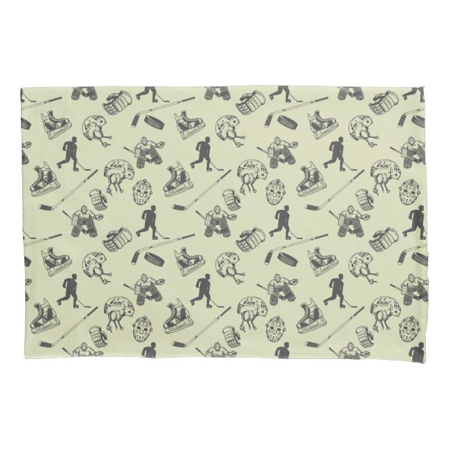 Vintage hockey pattern pillowcase (Front)