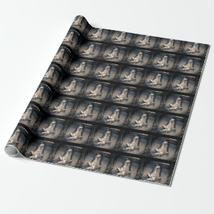 Vintage hockey skate pattern wrapping paper