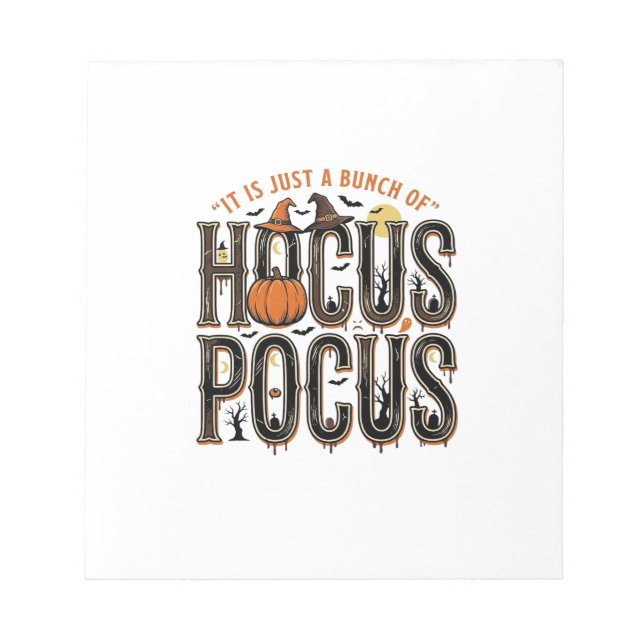 Vintage Hocus Pocus Halloween Pumpkin Shirt Design Notepad (Front)
