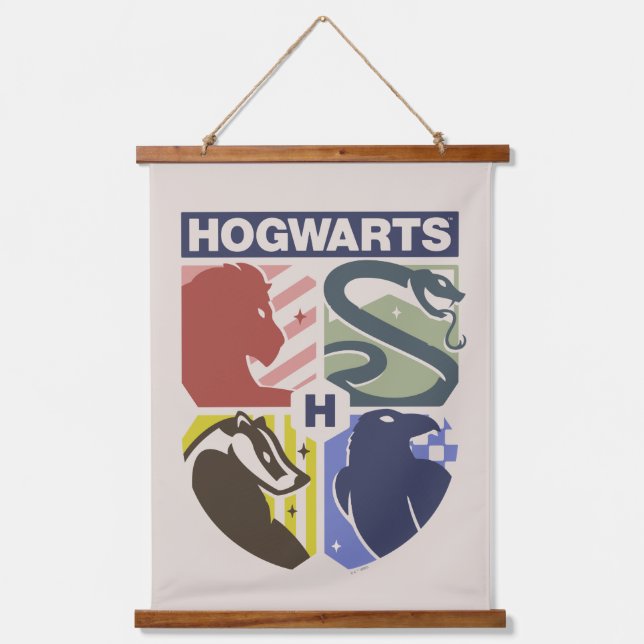 Vintage HOGWARTS™ Stamped Crest Hanging Tapestry (Front)