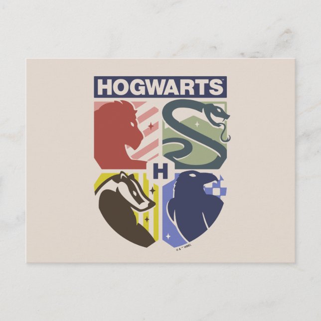 Vintage HOGWARTS™ Stamped Crest Postcard (Front)