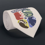 Vintage HOGWARTS™ Stamped Crest Tie<br><div class="desc">Show your house pride in bold, vintage-inspired style with this striking Hogwarts™ crest design. Featuring graphic silhouettes representing the four iconic houses — Gryffindor™, Slytherin™, Hufflepuff™, and Ravenclaw™ — this artwork blends classic symbolism with a modern, retro aesthetic. Each house emblem is set within a clean, color-blocked shield, creating a...</div>