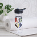 Vintage HOGWARTS™ Stamped Crest Water Bottle<br><div class="desc">Show your house pride in bold, vintage-inspired style with this striking Hogwarts™ crest design. Featuring graphic silhouettes representing the four iconic houses — Gryffindor™, Slytherin™, Hufflepuff™, and Ravenclaw™ — this artwork blends classic symbolism with a modern, retro aesthetic. Each house emblem is set within a clean, color-blocked shield, creating a...</div>