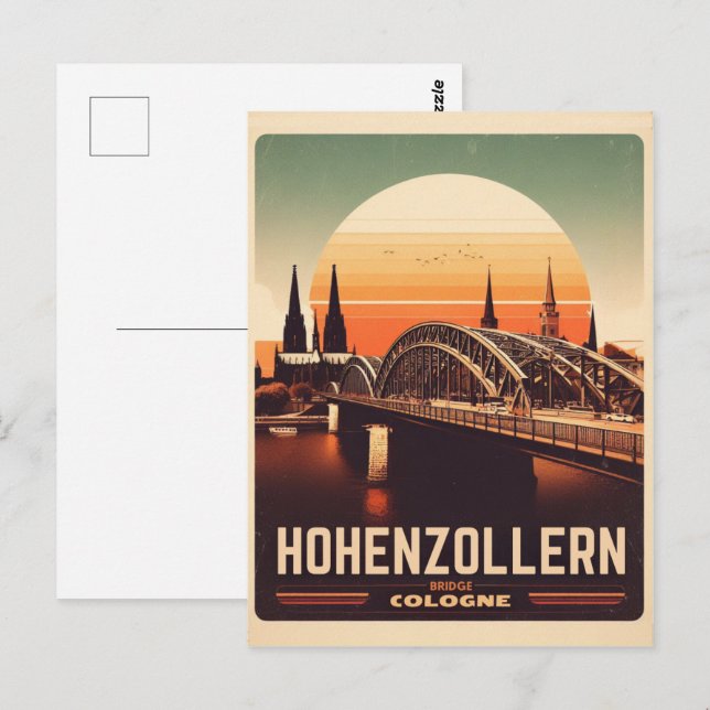Vintage Hohenzollern Bridge cologne germany gift Postcard (Front/Back)