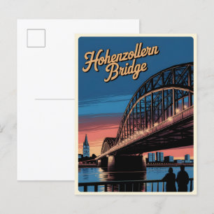 Vintage Hohenzollern Bridge cologne germany gift Postcard