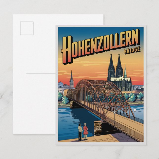 Vintage Hohenzollern Bridge cologne germany gift Postcard (Front/Back)