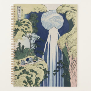 Vintage Hokusai Amida Waterfall Woodblock Art Planner