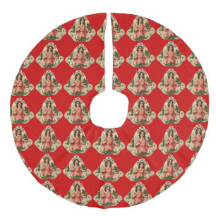 Vintage Holiday Angel Faux Linen Tree Skirt