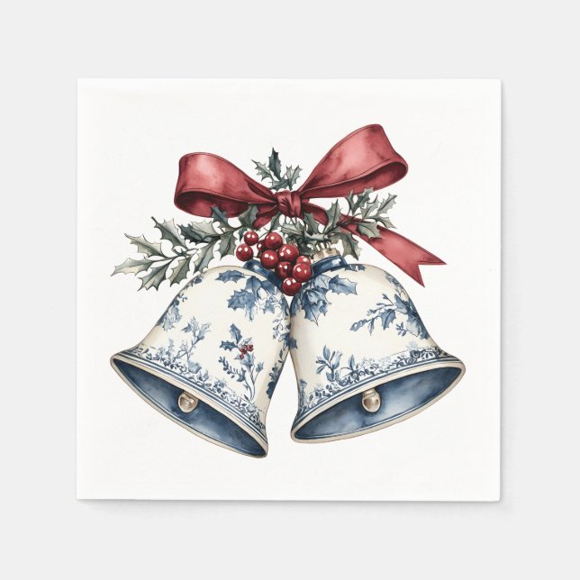 Vintage Holiday Bells Napkins (Front)
