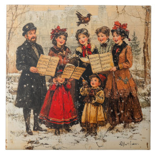 Vintage Holiday Carolers Tile