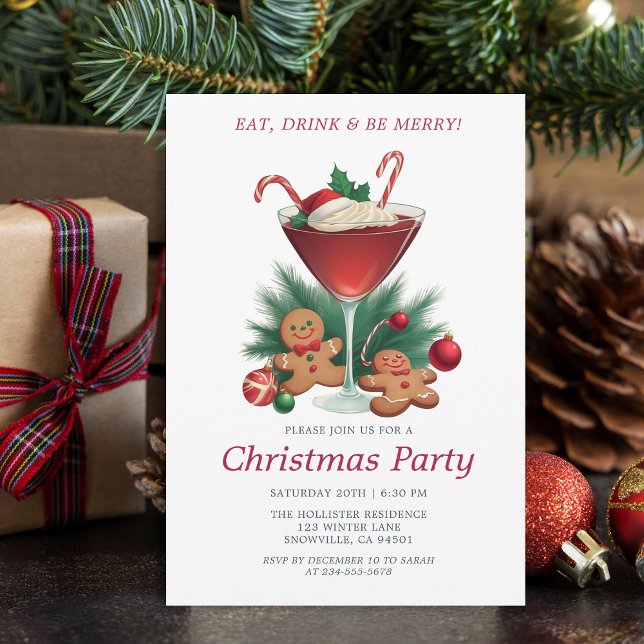 Vintage Holiday Cheer Christmas Party Invitation (Créateur téléchargé)