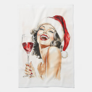 Vintage Holiday Cheer in Watercolor Kitchen Towel