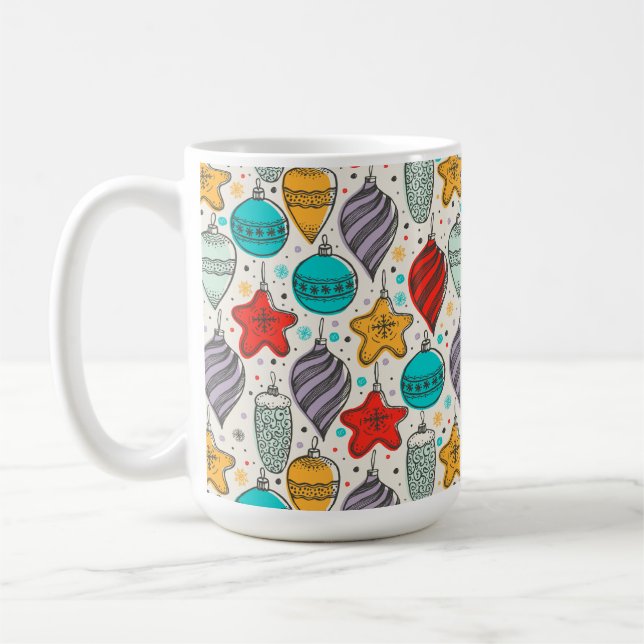 Vintage Holiday Christmas Tree Ornaments Coffee Mug (Left)