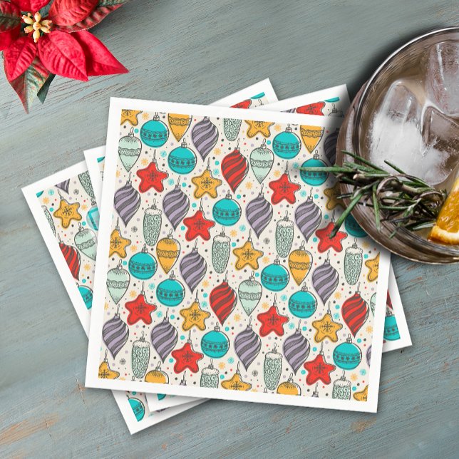 Vintage Holiday Christmas Tree Ornaments Napkin (Creator Uploaded)