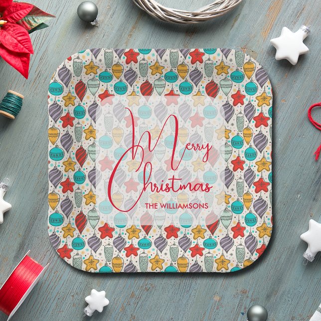 Vintage Holiday Christmas Tree Ornaments Paper Plate (Creator Uploaded)