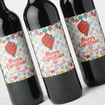 Vintage Holiday Christmas Tree Ornaments Wine Label<br><div class="desc">Vintage Christmas tree ornaments in red, gold, purple, turquoise and mint and your greeting and personalization in chic lettering, these wine labels are perfect to put on your bottles to serve at your Christmas dinner party or to give as gifts. Red ornament is printed at the top but can be...</div>