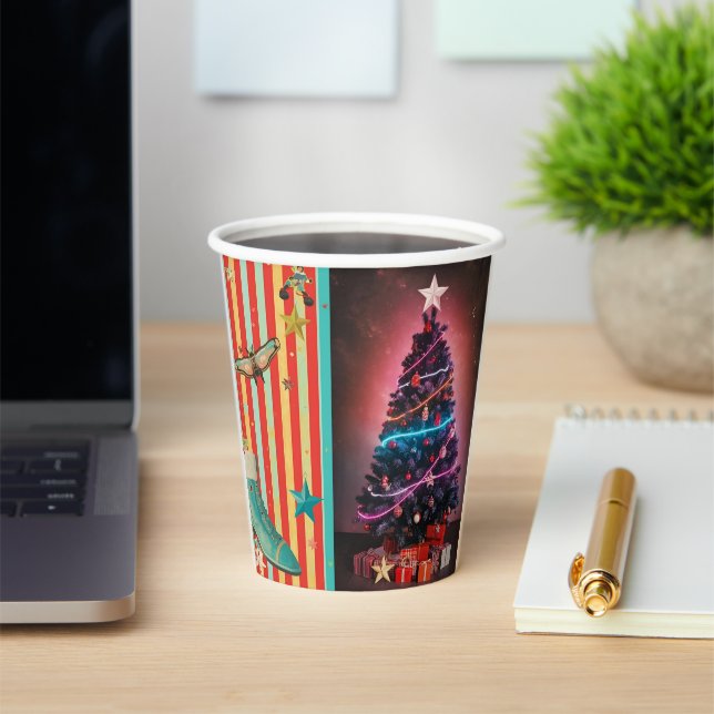 Vintage Holiday Collage Design Paper Cups (Insitu)