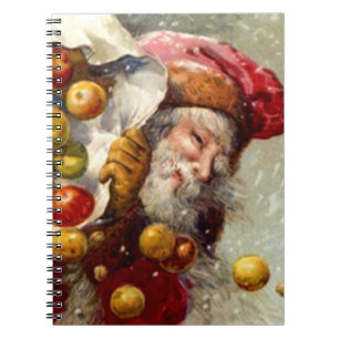 Vintage Holiday Cookbook Apple Santa Notebook