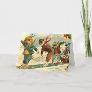 Vintage Holiday Dogs Card