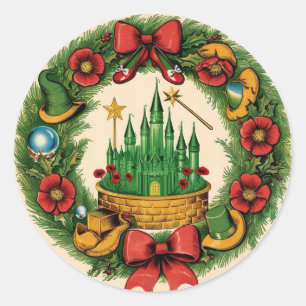 Vintage Holiday Emerald City Classic Round Sticker