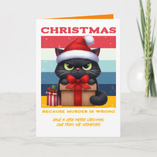 Vintage Holiday Funny Cat Retro Christmas Photo Card