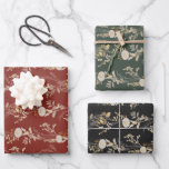 Vintage Holiday Gift Wrapping Paper Set of 3<br><div class="desc">These elegant wrapping papers feature gold ivory vintage florals. Perfect for the holiday season,  birthdays or any event!</div>