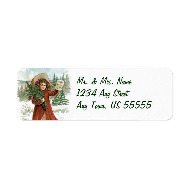 Vintage Holiday Girl Address Labels (Front)