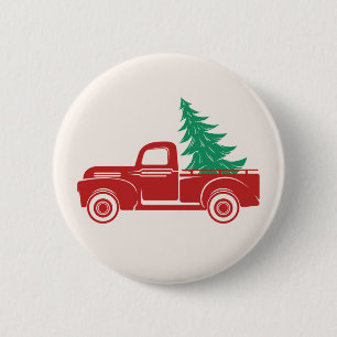 Vintage Holiday Pickup Truck 2 Inch Round Button