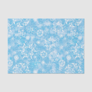 Vintage Holiday Snowflakes on Blue Decoupage Tissue Paper