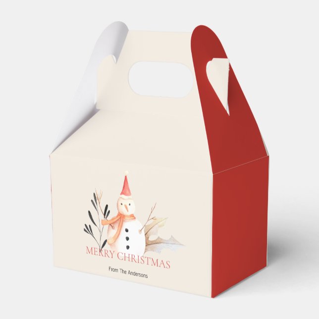 Vintage Holiday Snowman Christmas Favor Box (Front Side)