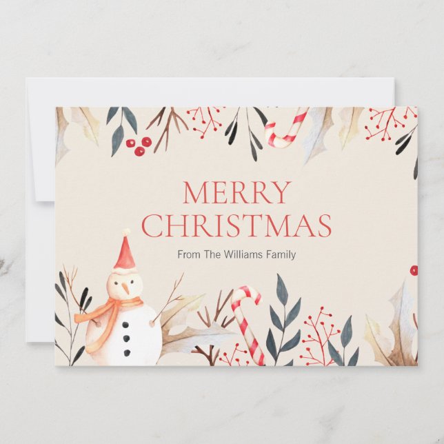 Vintage Holiday Snowman Christmas Holiday Card (Front)