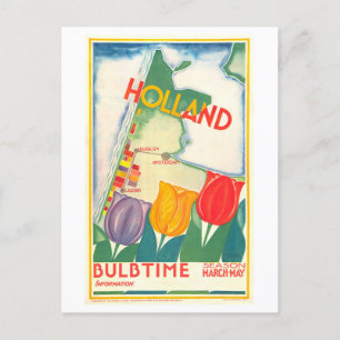 Vintage Holland/Netherlands Tulip Travel Poster Postcard