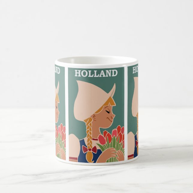 Vintage Holland: Tulip Fields Travel  Coffee Mug (Center)