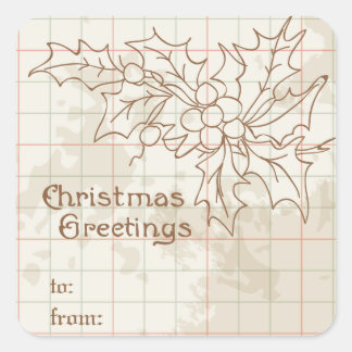 Vintage Holly and Berries Custom Christmas Sticker