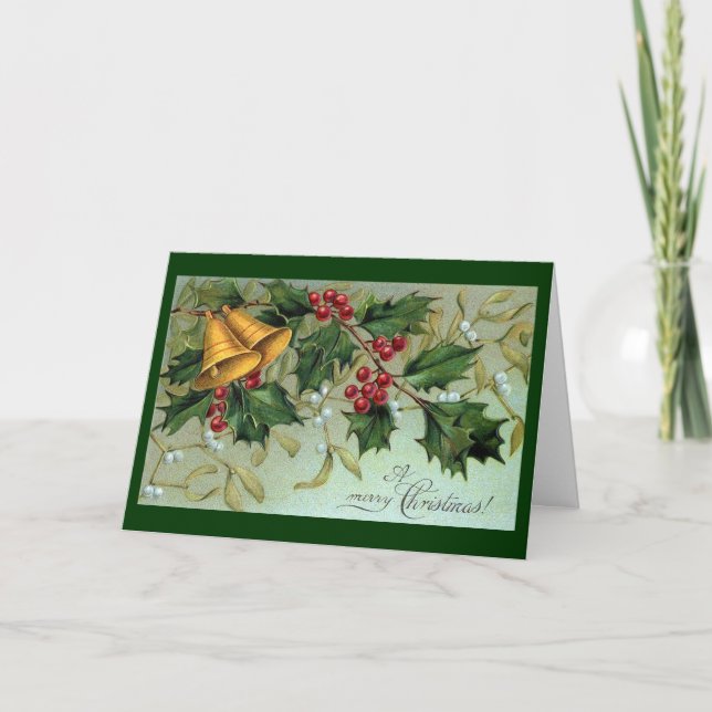Vintage Holly Berries - Carte de Noël (Devant)