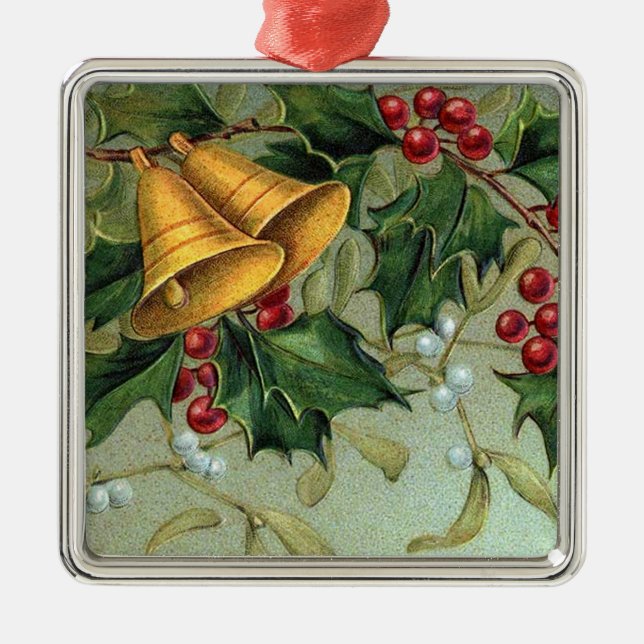 Vintage Holly Berries Metal Ornament (Front)
