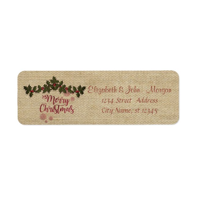 Vintage,Holly Berry Branches,Merry Christmas (Front)
