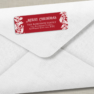 Vintage Holly Berry Christmas Red Return Address