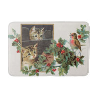 Vintage holly cats and bird 