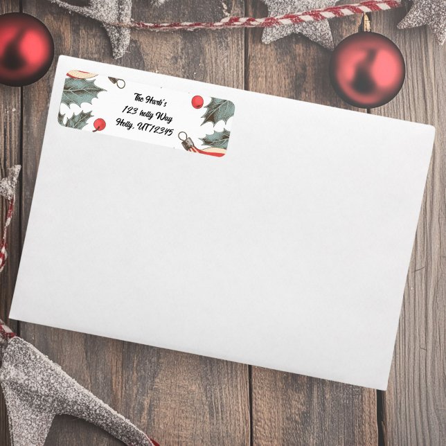 Vintage Holly Christmas (Vintage holly Return Address Labels)